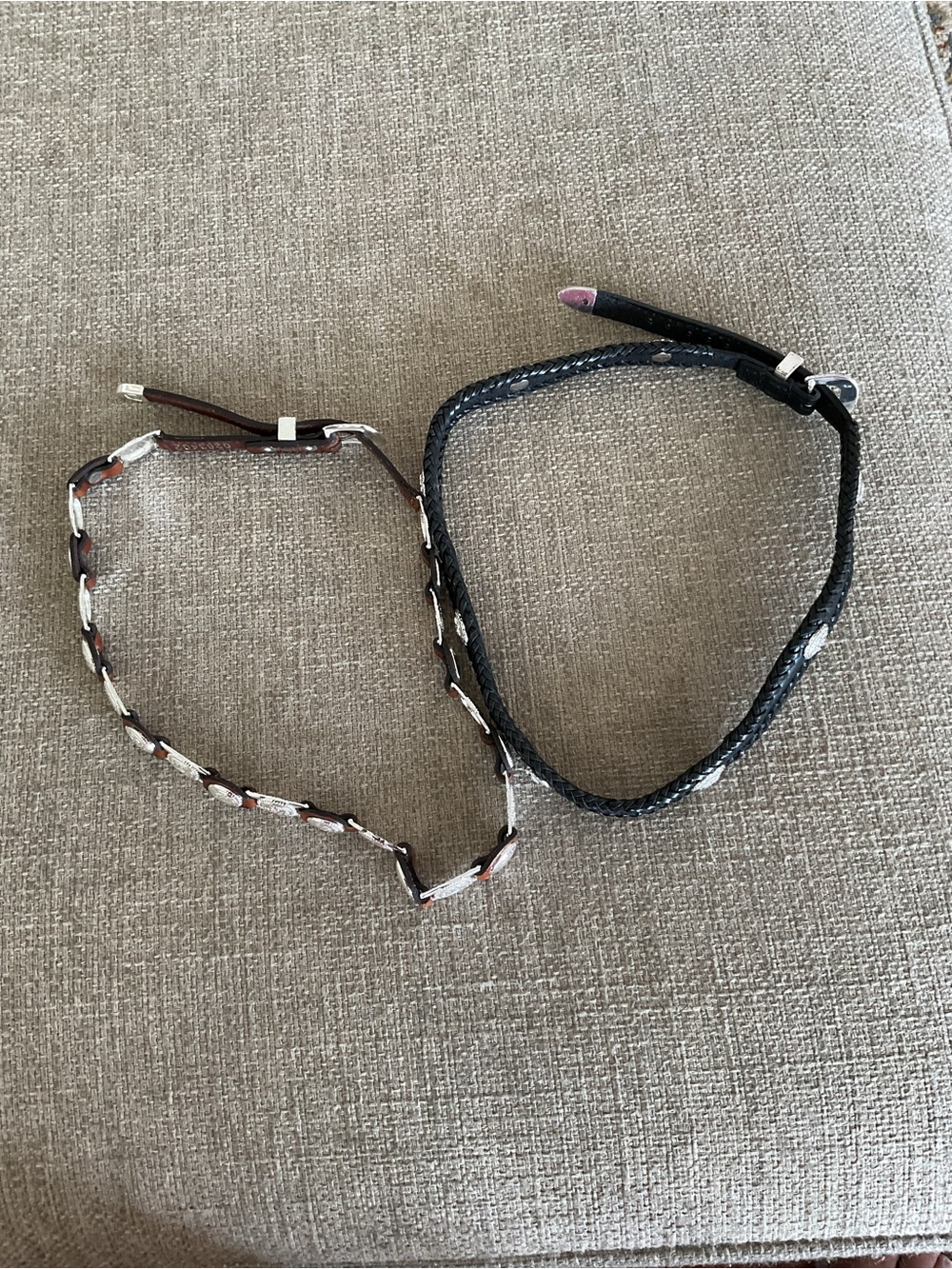Braided Leather Concho Hat Bands - Black and Brown - Picture 2 of 8